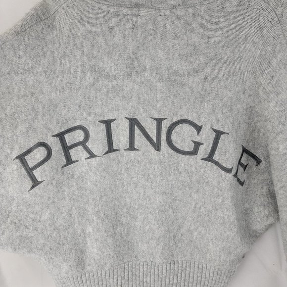 H&M Pringle Of Scotland Womens XS Hoodie GRAY Knit Sweater Oversized Wool Blend - Picture 6 of 14